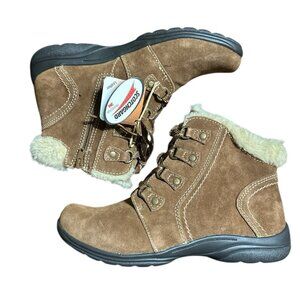 Earth Origins Waterproof Suede Leather Boots Women Size 10M Crowley Brown